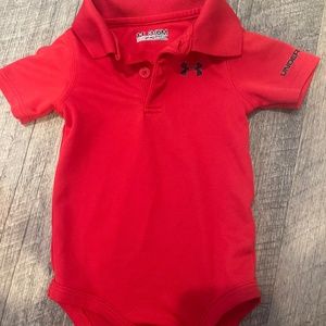 Under Armour Red Polo Shirt baby infant Onesie 3/6M One-Piece Dressy Golf UA